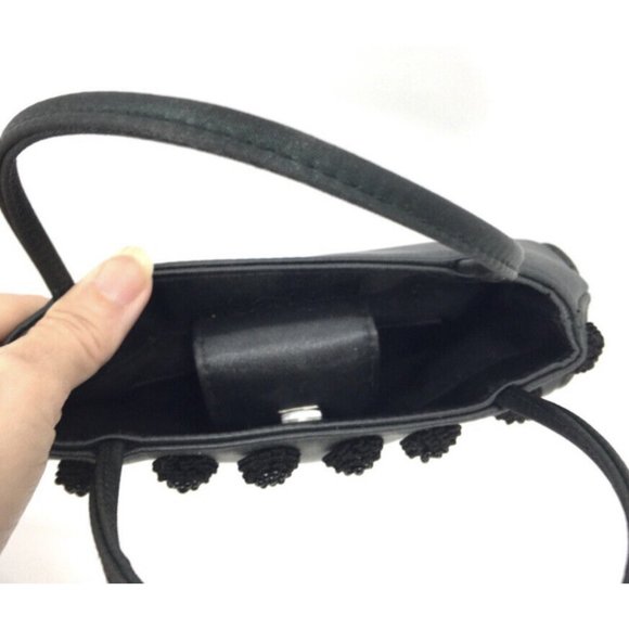 Mini Satin Evening Bags Lot of 2 Black Liz Claiborne Wine Rhinestone Buckles - Picture 11 of 15